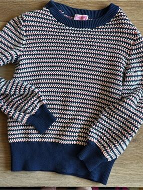 Kate Spade New York
Cotton Crewneck sweater. 
Orange, blue & white. small